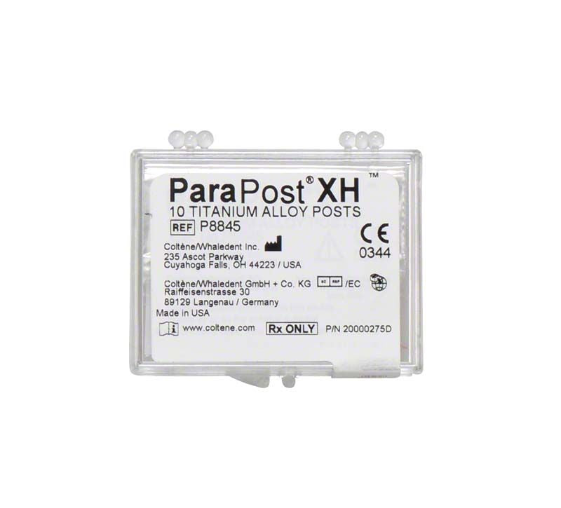 ParaPost® XH™ Titanstifte Gr. 4.5 in transparenter Verpackung.