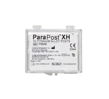 ParaPost® XH™ Titanstifte Gr. 4.5 in transparenter Verpackung.