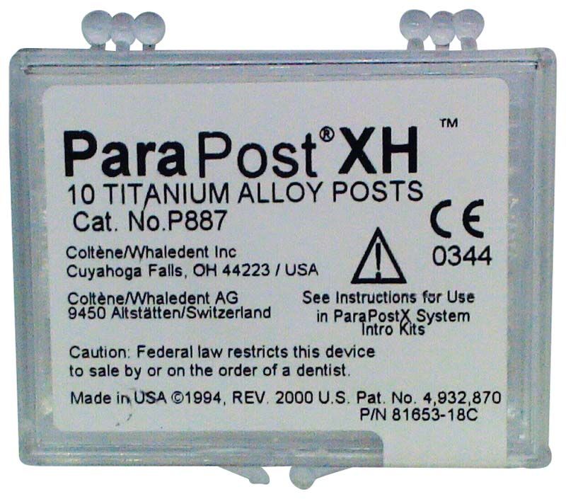 ParaPost® XH™ Titanstifte Gr. 7 Verpackung mit Produktdetails.