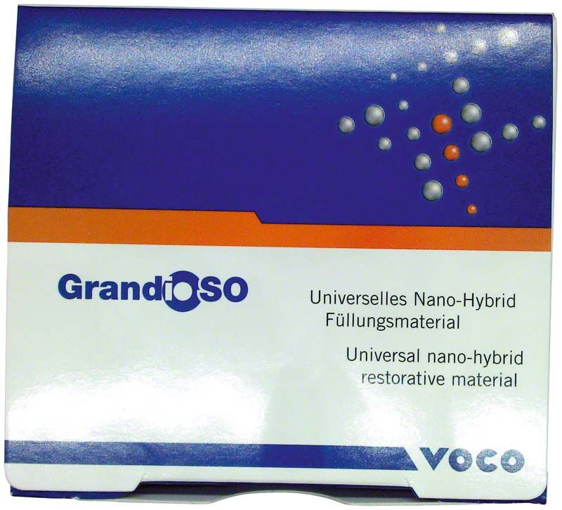 Universelles Nano-Hybrid Füllungsmaterial GrandioSO Caps A3 Eco-Pack Verpackung.