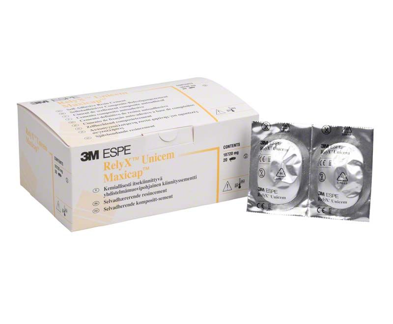 3M™ RelyX™ Unicem Maxicap Verpackung mit zwei versiegelten Kapseln.