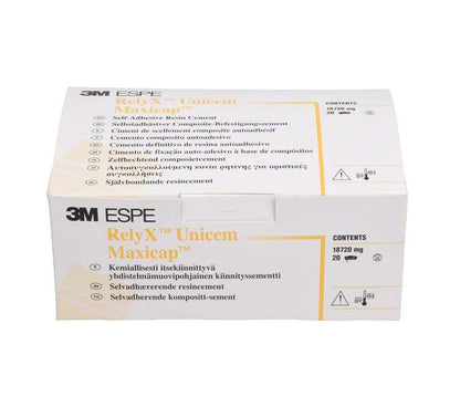 RelyX™ Unicem Maxicap Verpackung mit mehrsprachiger Produktbeschreibung.