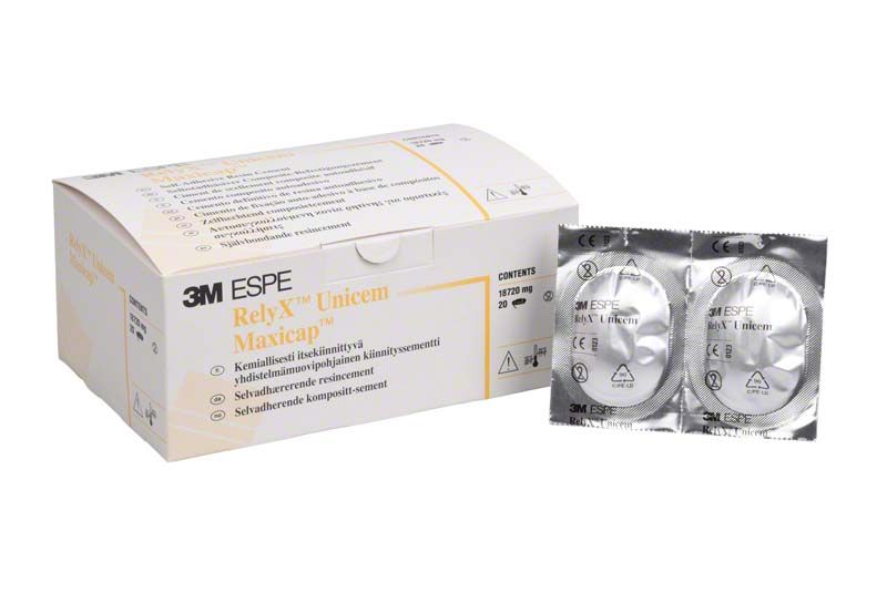3M™ RelyX™ Unicem Maxicap Verpackung mit zwei versiegelten Kapseln.