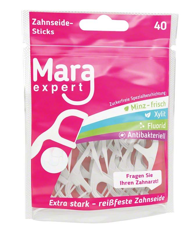 Hochwertige Mara Expert Zahnseide-Sticks mit Minzgeschmack und antibakteriellen Eigenschaften.