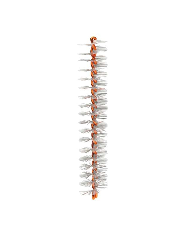 Orange Interdentalbürste mit weichen, fluoridbeschichteten Borsten für Zahnzwischenräume.