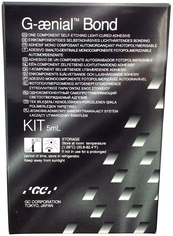 GC G-aenial Bond Kit Verpackung mit mehrsprachigen Produktinformationen.