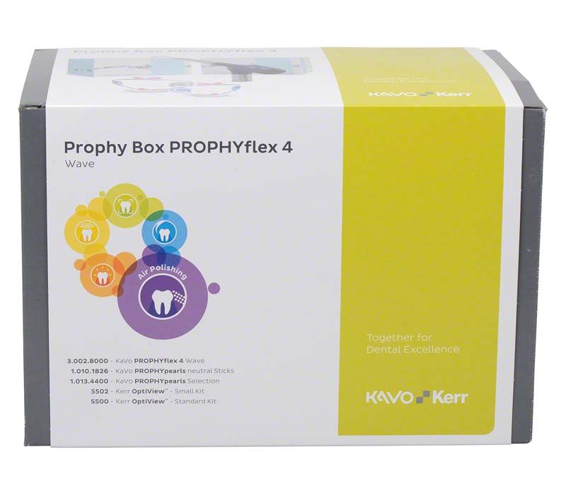 Prophy Box PROPHYflex 4 Wave Verpackung mit farbigen Dental-Symbolen.