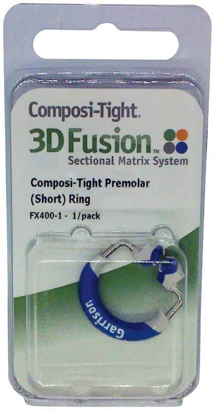 Blauer Composi-Tight® 3D Fusion™ Matrixring in Verpackung für Dentalmedizin.
