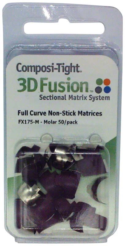Composi-Tight® 3D Fusion™ Matrizen für Prämolare und kleine Molaren, 50er Packung.