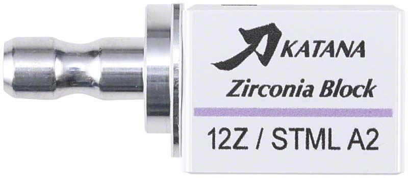 KATANA™ Zirconia Block STML 12Z D2 mit Fokus auf Produktanschluss.
