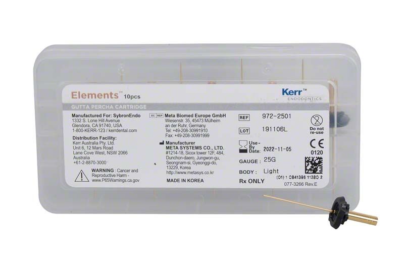 Kartusche mit Guttapercha für präzise Wurzelfüllungen, kompatibel mit Elements™-Systemen.