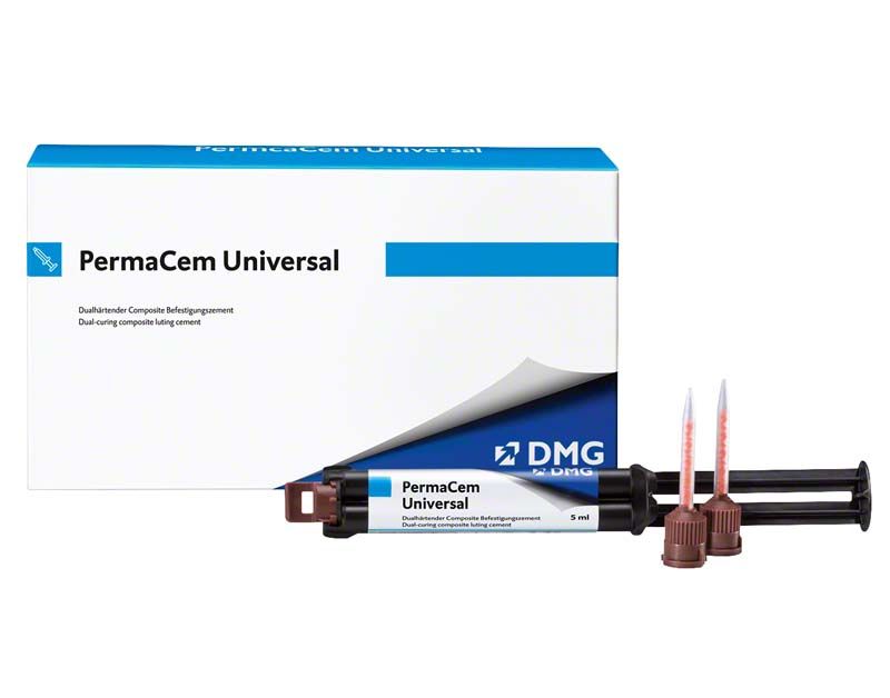 PermaCem Universal Smartmix Transparent Kartusche mit Verpackung und zwei Mischkanülen.