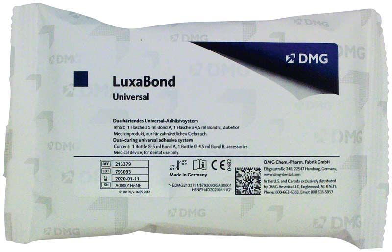 LuxaBond Universal Verpackung mit Produktinformationen und DMG-Logo.