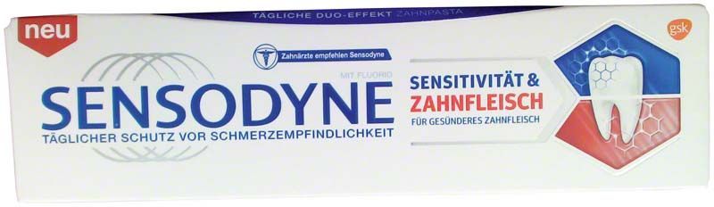 Sensodyne Sensitivität & Zahnfleisch Zahnpasta 75ml Tube mit Schutzverpackung.