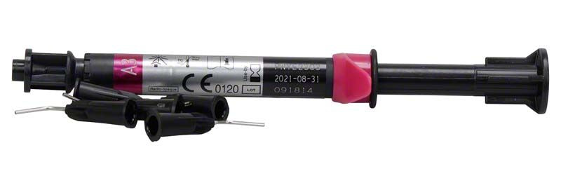 Injizierbares Hybridkomposit BEAUTIFIL Flow Plus X F00 A3 in Spritze.