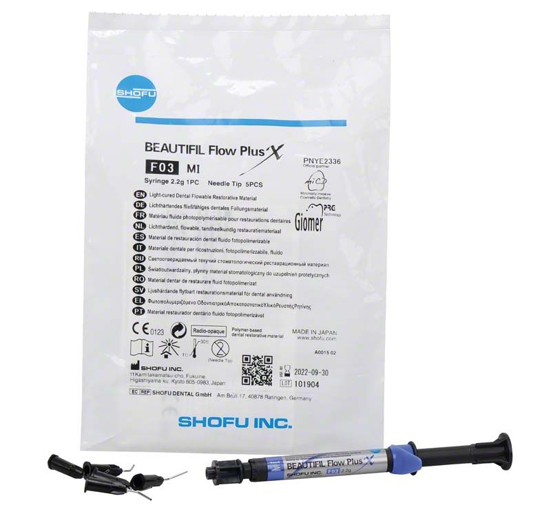 BEAUTIFIL Flow Plus X F03 MI Spritze und Verpackung von medic-star.