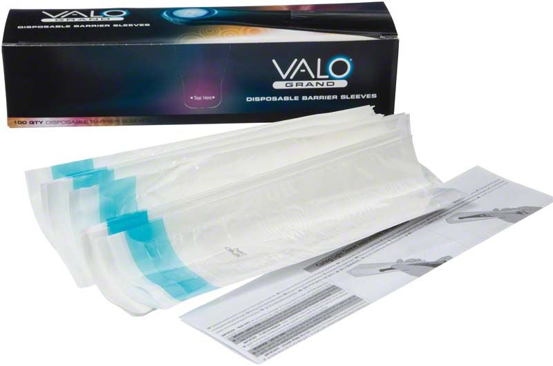 VALO Grand Barrier Sleeves und Verpackung mit 100 Hygieneschutzhüllen.
