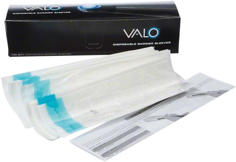 VALO™ Corded Hygieneschutzhüllen Verpackung mit Einweghüllen und Gebrauchsanweisung.