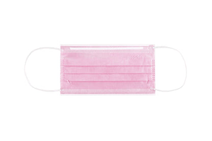 Rosa Einwegmundschutz mit elastischen Ohrschlaufen, 4-lagig für optimalen Schutz.