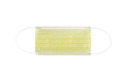 Monoart Mundschutz Pro 4, gelb, mit elastischen Ohrschlaufen.