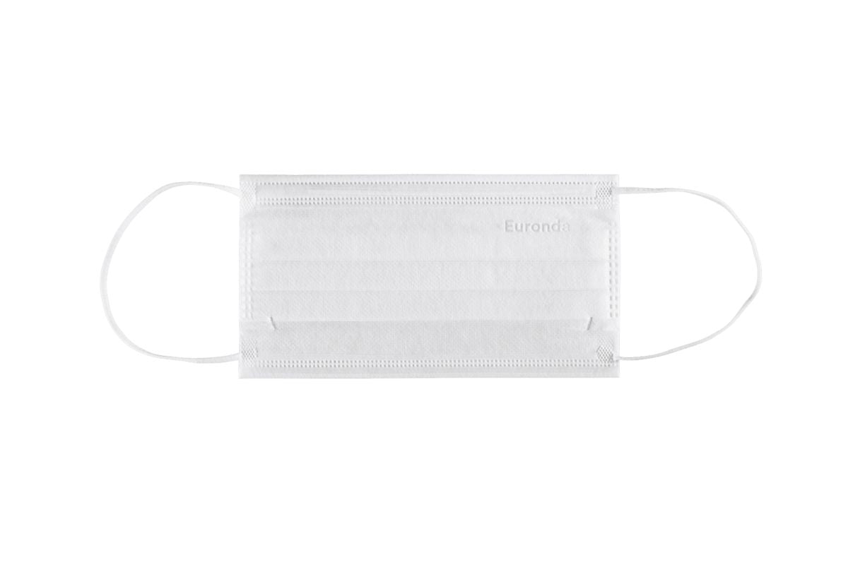 Monoart Mundschutz Pro 4 weißer 4-lagiger medizinischer Mund-Nasenschutz mit Gummizug.