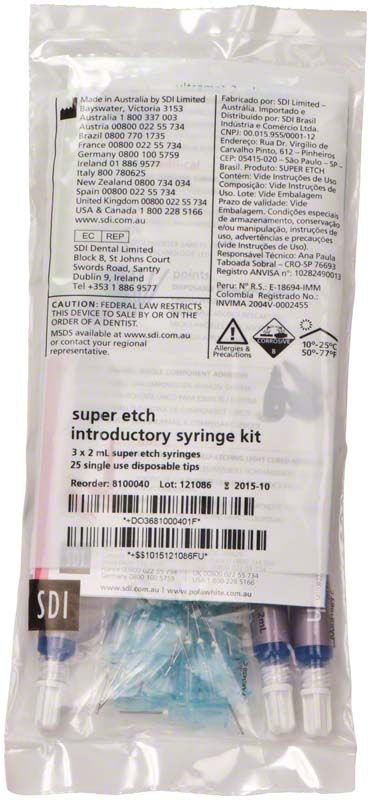 Transparente Verpackung mit drei Einzelspritzen Super Etch Ätzgel von medic-star.