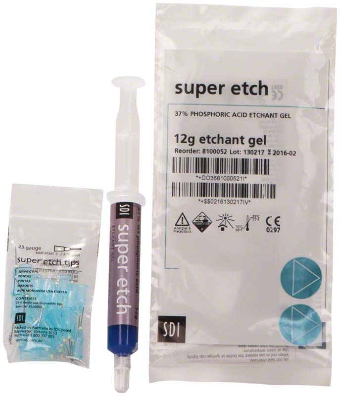 Super Etch Vorratsspritze 12ml mit blauer Phosphorsäure-Gel-Füllung.