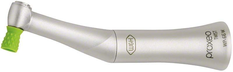 Prophylaxe-Winkelstück Proxeo Twist LatchShort WP-66 W mit kleinem Kopf und schlankem Hals.