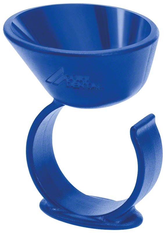 Blauer Lunos® Prophylaxe-Ring für Polierpaste mit ergonomischer Form.