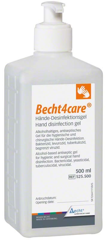 Becht4care® 500ml Händedesinfektionsgel-Flasche mit Spenderaufsatz