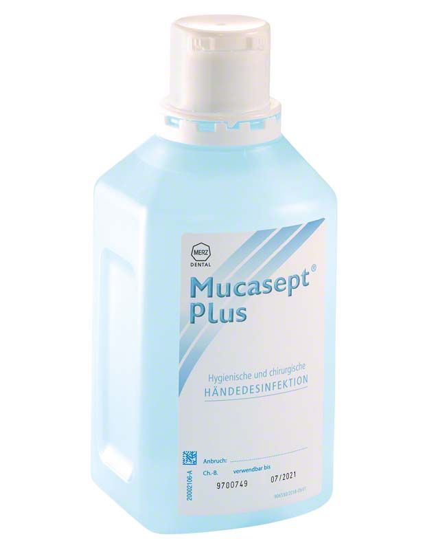 Mucasept® Plus Spenderflasche 500ml für Händedesinfektion in medizinischen Einrichtungen.