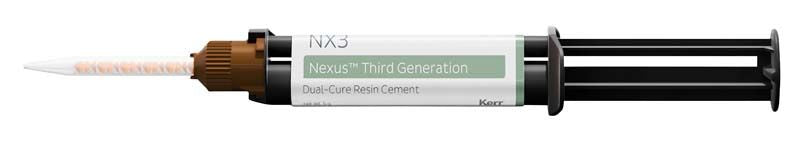 NX3 dualhärtend Befestigungszement in Spritze mit detaillierter Seitenansicht.