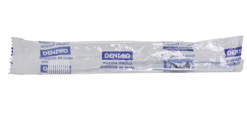 VITIS® implant sulcus Zahnbürste in transparenter Cellophan-Verpackung mit Dentaid-Logo.