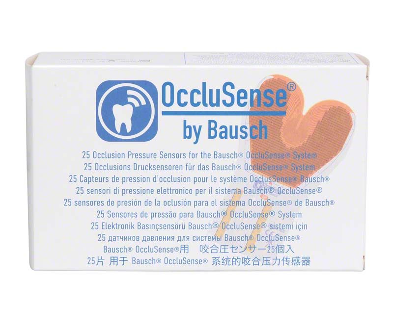 OccluSense® Sensoren-Verpackung mit 25 Einmal-Drucksensoren für Okklusionsmessungen.
