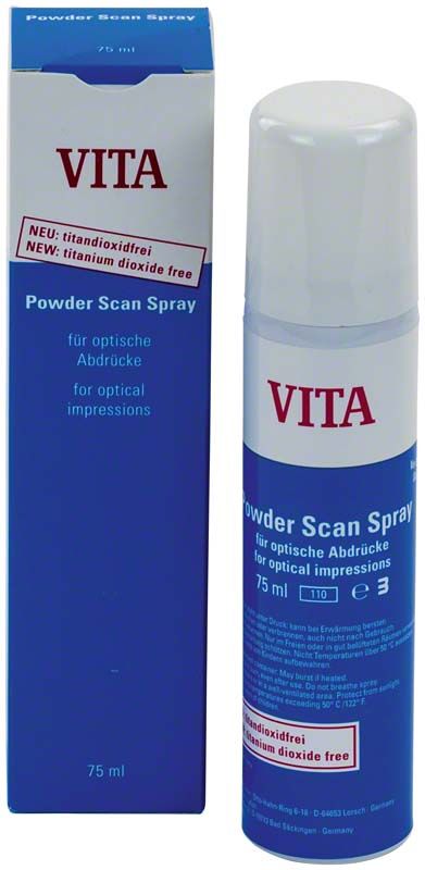 VITA Powder Scan Spray mit blauer Verpackung für optische Abdrücke