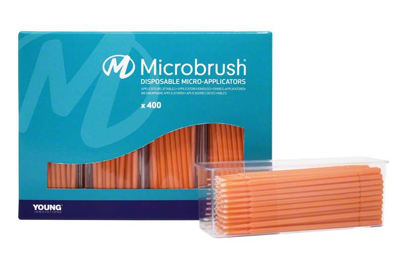 Microbrush Plus Applikatoren 400er orange ultrafein in Verpackung.