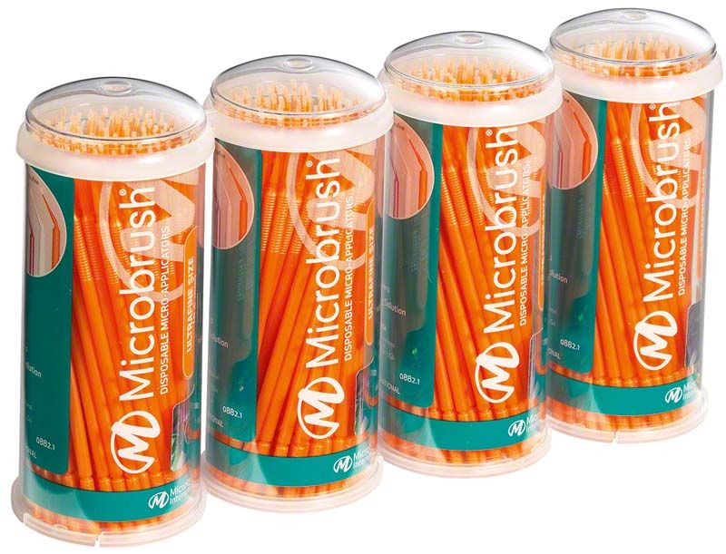 Microbrush Tube Series Applikatoren ultrafein orange in transparenter Verpackung.