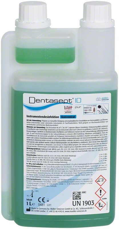 Dentasept® ID pur Dosierflasche für Instrumentendesinfektion im dentalen Bereich.