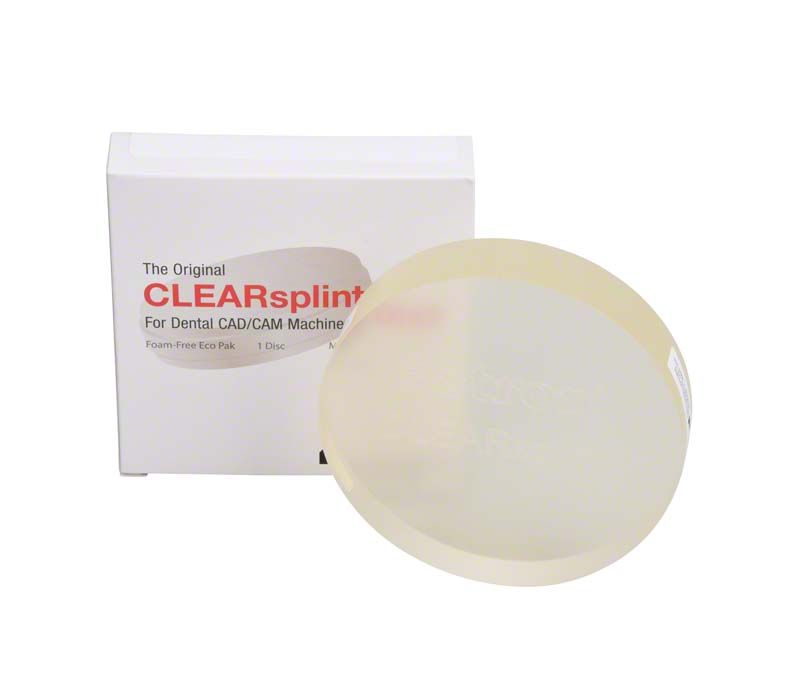 Runder astron® CLEARsplint® Blank vor Produktverpackung.