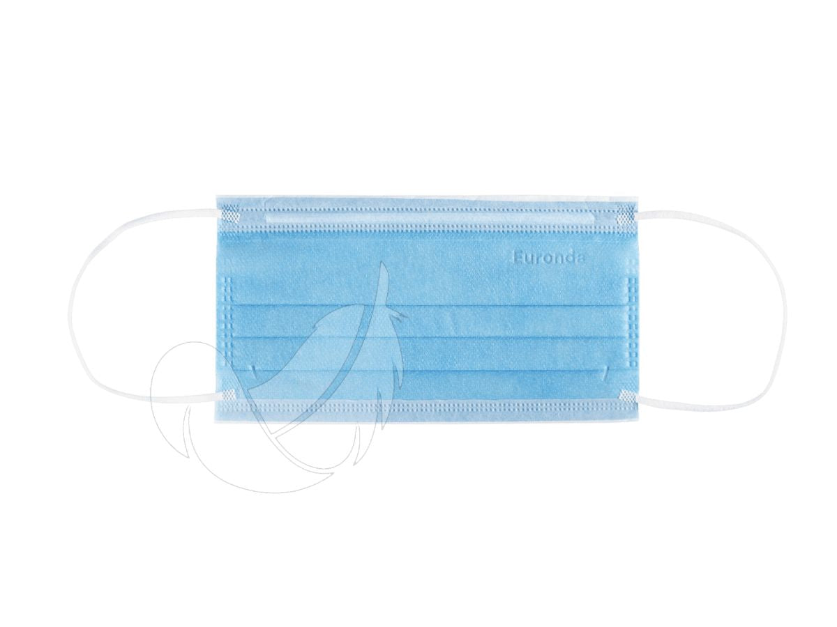 Monoart Mundschutz Pro 4 Sensitive blau mit elastischen Ohrschlaufen.