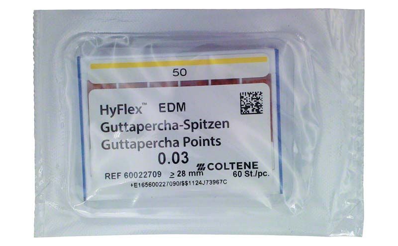 HyFlex™ EDM Guttaperchaspitzen 50/.03 in steriler Verpackung.