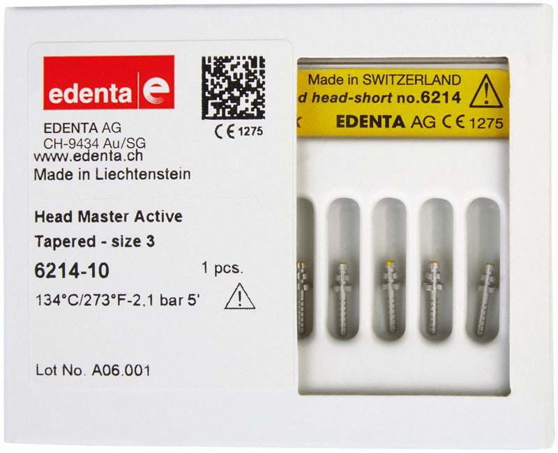 Head Master Active konisch Refill Gr.3, kurz in Verpackung mit sechs Stiften.