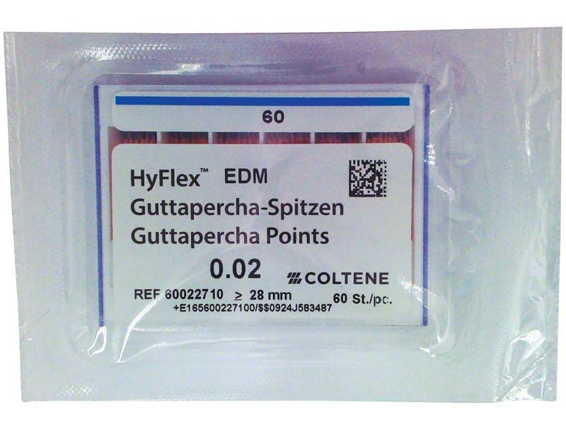 HyFlex™ EDM Guttaperchaspitzen 60/.02 in versiegelter Verpackung.