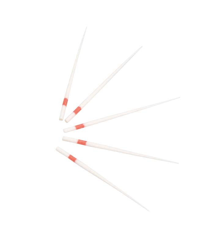 Farbcodierte HyFlex™ EDM Papierspitzen für präzise Wurzelkanaltrocknung.