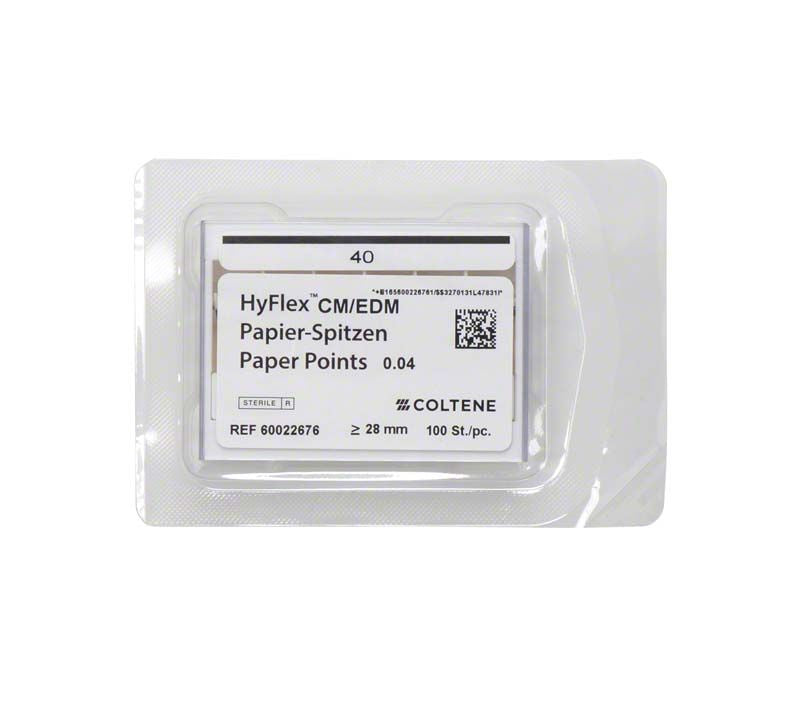 HyFlex™ EDM Papierspitzen 40/.04 in steriler Einzelverpackung, 100 Stück pro Packung.
