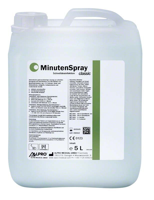 Minutenspray classic 5 Liter Kanister für medizinische Flächendesinfektion.