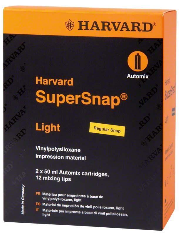 Harvard SuperSnap Light Orange Regular Snap Verpackung mit Produktspezifikationen.