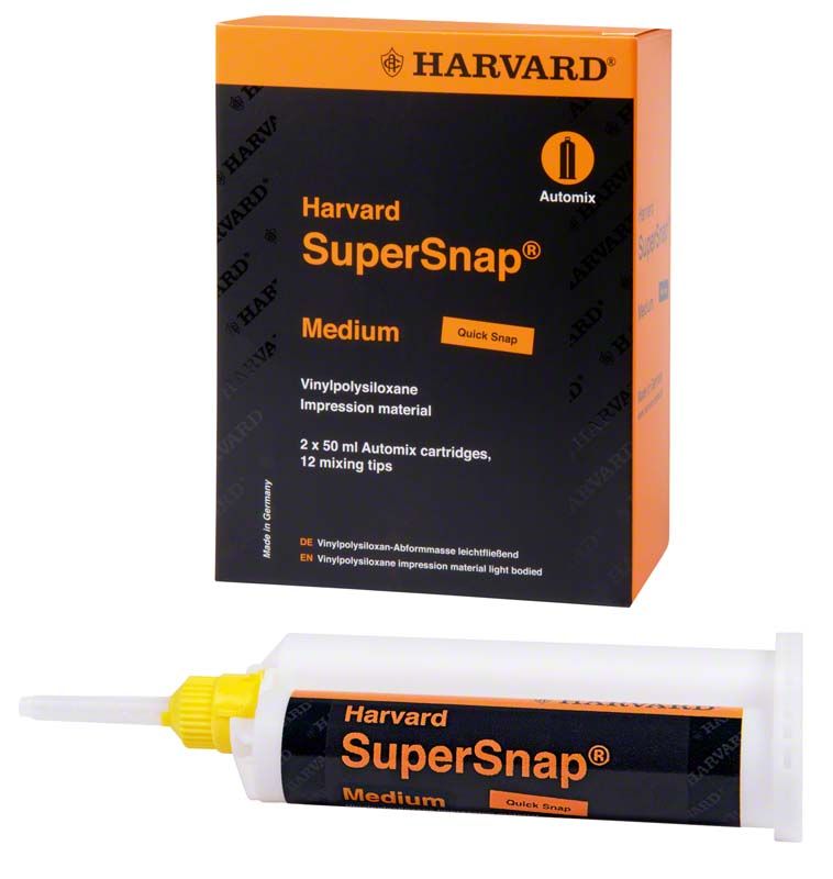 Harvard SuperSnap® Medium Grün Abformmaterial in Automix-Kartusche mit Verpackung.