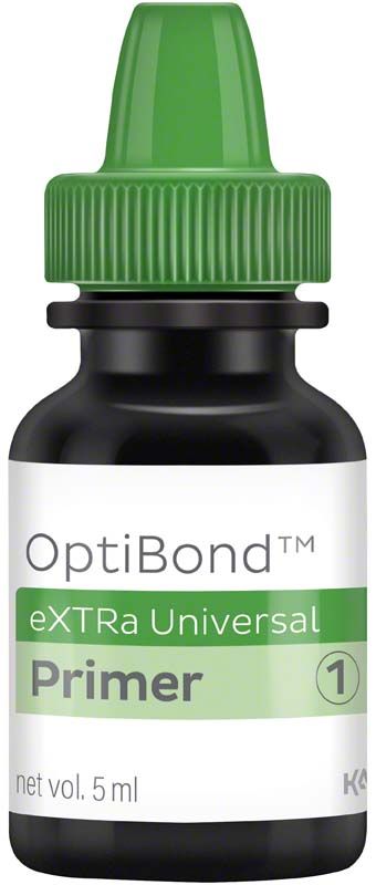 OptiBond™ eXTRa Universal Primer Flasche mit grünem Verschluss, 5 ml Volumen.