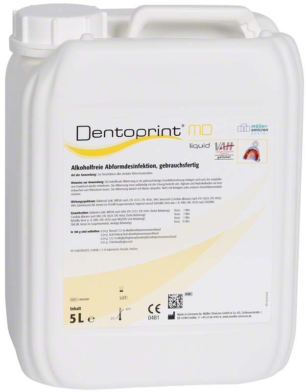 Dentoprint® MD liquid 5 Liter Kanister für Abformdesinfektion.